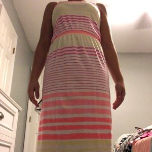 Yellow pink dress spaghetti strap